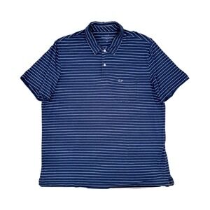 Vineyard Vines Striped Polo Shirt Blue Pima Cotton XL